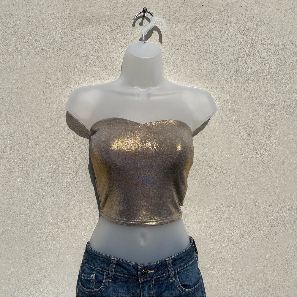 Edikted Metallic Gold Crop Top